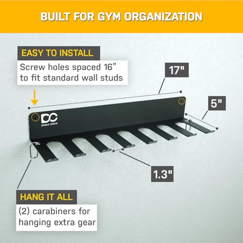 Gym Equipment Storage Rack - Multi Purpose Gym Equipment Wall Rack Hanger for Pro Home Gym Storage for Exercise Bands, Barbell Bar, Jump Ropes, Chains, Lifting Belts (17" - Hooks) - view 3