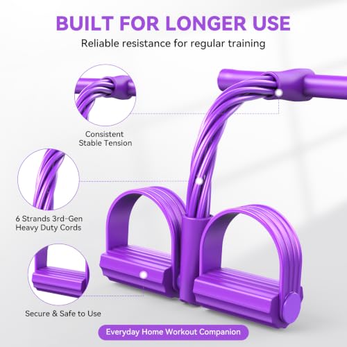 Pedal Resistance Band with Handles, 6-Tube Exercise Bands, Foot Pedal Resistance Bands, Multifunction Tension Rope for Full Body Home, Workouts,Gym, Pilates, Yoga, Women Gift - view 6