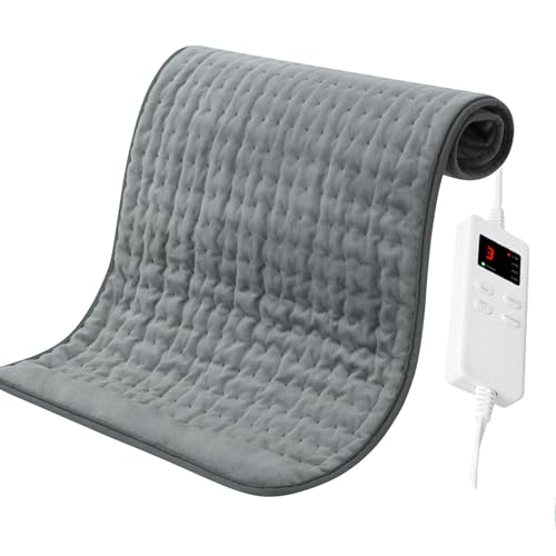 Heating Pad for Muscle Pain Cramps Relief, Portable Electric Heating Pad for Back Shoulder, Mom Birthday Day Gifts 12" x 24" Lead Grey