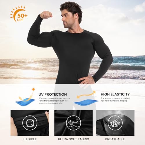 4 Pack Men's Compression Shirts Long Short Sleeve Rash Guard Workout Top - view 4