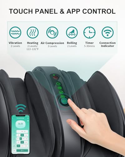 Foot Massager with Heat, FSA Eligible Shiatsu Foot and Calf Massager with Air Compression, APP & Panel Control, Rolling, Vibration and Heat, Foot Massage Machine for Home Relaxation - view 3