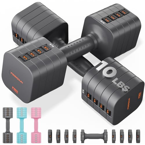 DB3 5-in-1 Adjustable Dumbbell Set, 6LB/10LB Pair Adjustable Weights for Women at Home, Dual Locking Stable Hand Weights with TPU Soft Handle, Home Gym, Rehab, Pilates, Yoga, Strength Training