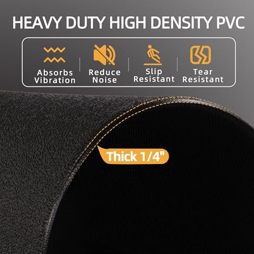 High Density Home Gym Treadmill Exercise Bike Equipment Mat, 1/4" Thick, 30" x 60" (2.5 x 5FT) - view 5