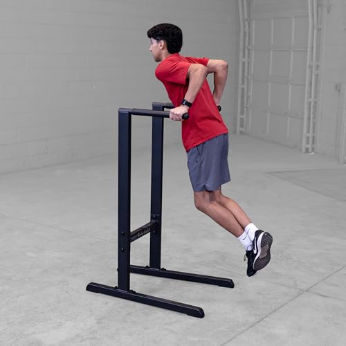 (GDIP59B) Dip Station - Heavy-Duty Steel Dip Bars with Slip-Proof Grips - Adjustable & Stable Pull-Up Stand for Strength Training - Powder Coated Fitness Equipment, Black - view 4