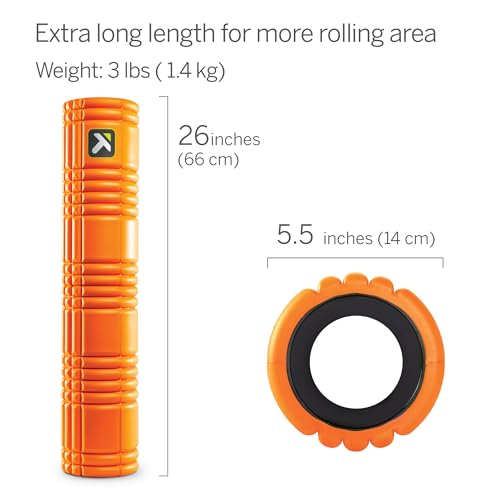 PERFORMANCE THERAPY GRID Patented Multi-Density Foam Massage Roller Exercise Deep Tissue Muscle Recovery - Relieves Muscle Pain & Tightness, Improves Mobility & Circulation (26"), Orange - view 3