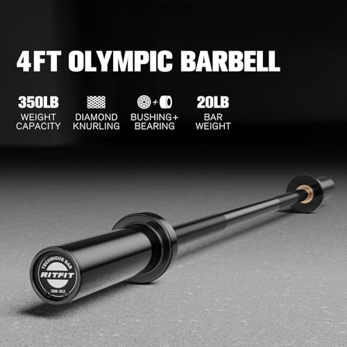 Olympic Barbell 4ft/6ft - 2 Inch Weight Bar for Strength Training, Weightlifting, Squat, Deadlift, Bench Press, Curl, Overhead Press - 350lbs/500lbs Capacity - view 3