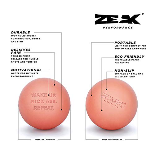 2 Lacrosse Massage Balls for Myofascial Release, Trigger Point Therapy, Muscle Pain and Tension, Yoga, Aid Therapeutic Recovery, Fascia Release, Deep Tissue-Solid Rubber Ball Construction (Blush) - view 2
