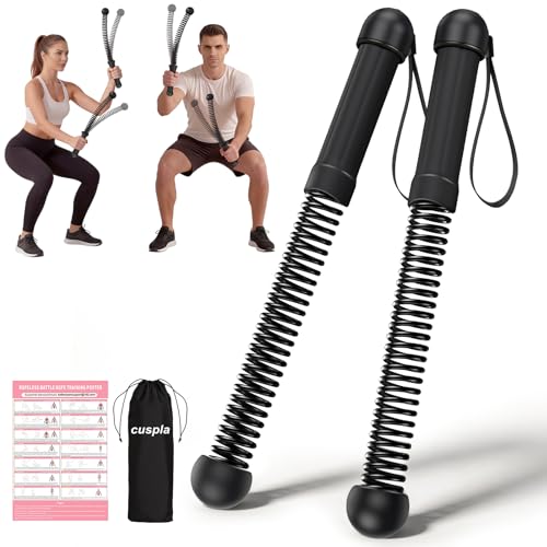 Weighted Ropeless Battle Ropes – Cordless Battle Ropes, Portable & Quiet Home Gym Workout Equipment | Low-Impact HIIT & Strength Training for Men & Women | Includes Workout Poster-Black