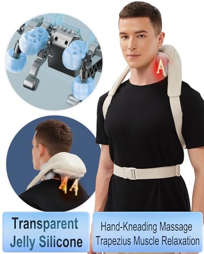 Neck Massager with Heat, Electric Back Massager for Pain Relief Deep Tissue, Wireless Shoulder Massager Human-Hand-Like Kneading Squeeze Massage Pillow Squeeze Trapezius Muscles Device - view 2