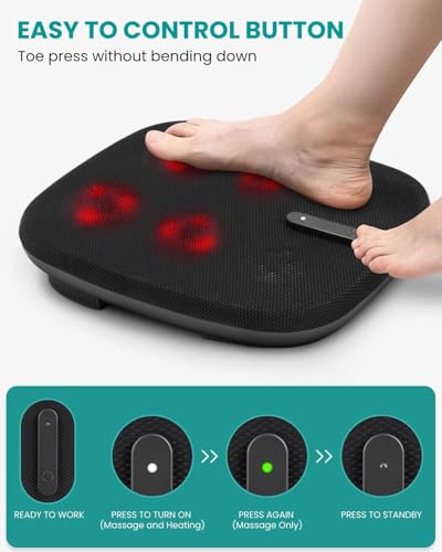 Shiatsu Foot Massager with Heat, Electric Kneading Feet Massage Machine for Circulation and Neuropathy Plantar Fasciitis Pain Relief, Home Office Use, Gifts for Women Men Mom Dad Birthday Gift - view 5