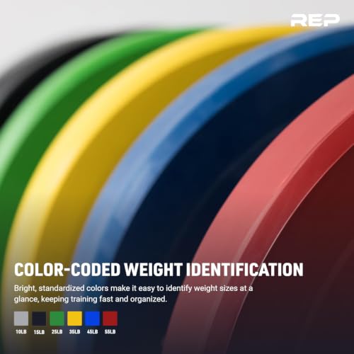 Color Bumper Plates LB Olympic Barbell Weights – Rubber Training Discs for Home Gym Strength Lifting, Low Bounce Durable, Weight Pairs & Sets 10 15 25 35 45 Pound Options - view 7