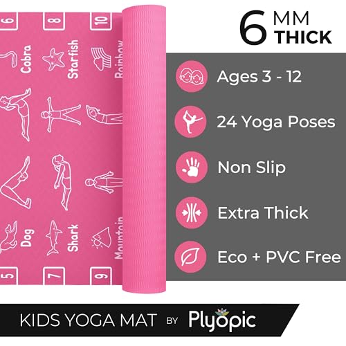Kids Yoga Mat - Non-Slip Lightweight TPE Exercise Mat - Ideal for Boys & Girls (Ages 3-12), Toddlers & Children in Kindergarten, Preschool, School. PVC Free. 6mm Thick. Carry Strap - view 7