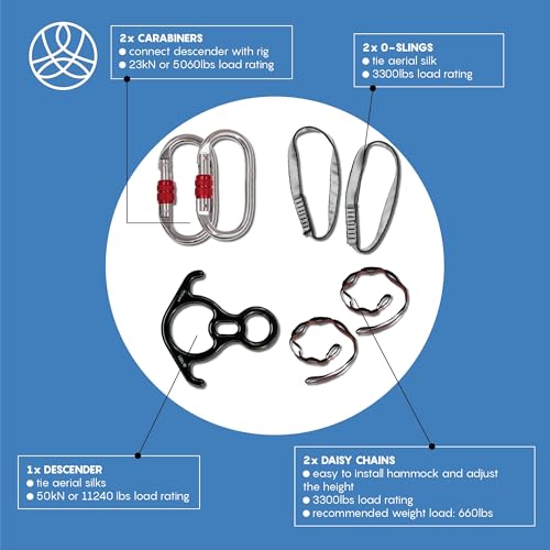 Aerial Silks Starter Kit, 9 Yards, Aerial Yoga Hammock, Hardware - view 4
