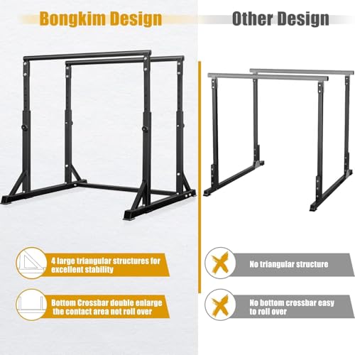 Dip Bar, Heavy Duty Dip Station with 7 Height Levels, 800lbs Adjustable Parallel Bars for Tricep Dips Pull-Ups L-Sits Calisthenics Exercises Strength Training for Home Gym Outdoor - view 5