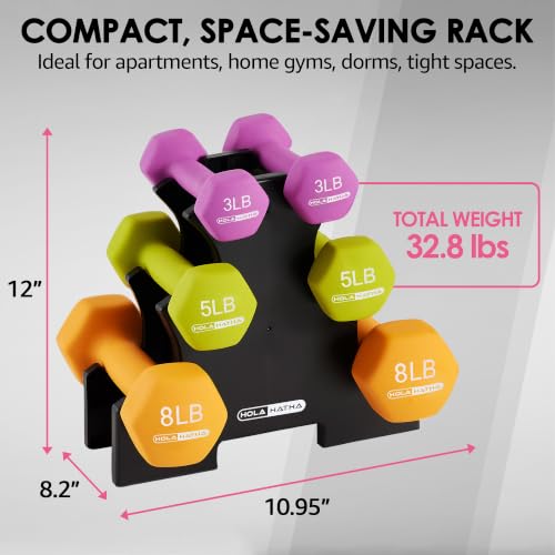 1, 2 and 3 lb Neoprene Dumbbell Strength Training Weight Set with Rack - view 3