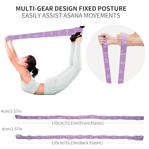 12 Loop Resistance Stretch Band, Numbered Flexibility Strap for Exercise, Physical Therapy, Yoga, Pilates, Dance, Gymnastics and Rehab Training, Adjustable Stretching for Splits, Ballet,Home Workouts - view 4