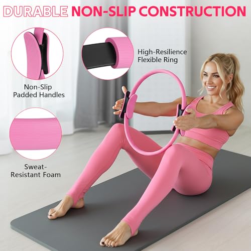 Home Pilates Kit for Women,Pilates Ring Set with Magic Circle,Resistance Bands,Figure 8 Workout Bands,Mini Ball, Compact Toning Fitness Essentials Starter Set Accessories Gift - view 2