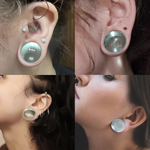 14PCS/10PCS 14G-00G Glass Ear Gauges Stretching Kit Short Taper Expander Comfy Dead Pain-Free Plugs with Rubber Rings Domed Body Piercing Jewelry - view 2