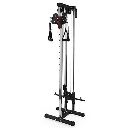 Wall Mounted Cable Machine, Dual Adjustable Pulley System with 16 Height Positions, Space-Saving Home Gym Strength Training Equipment