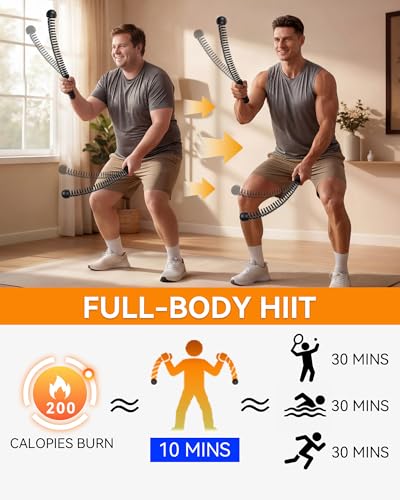 Weighted Ropeless Battle Ropes – Cordless Battle Ropes, Portable & Quiet Home Gym Workout Equipment | Low-Impact HIIT & Strength Training for Men & Women | Includes Workout Poster-Black - view 3