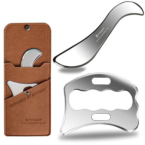 SD 2 in 1 304Stainless Steel GuaSha Muscle Scraper Tools Set,Scar Tissue Tool,Physical Therapy Tools,Muscle Scraping Tool,Massage Scraper,IASTM Tools,Soft Tissue Massage Tool (SD2)
