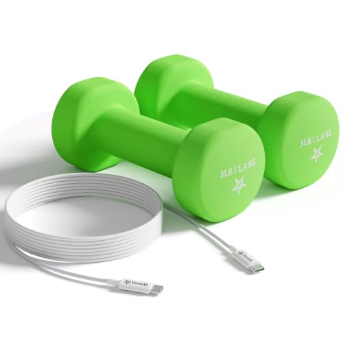 Neoprene Dumbbells Pair with USB-C Cable for Home Workouts