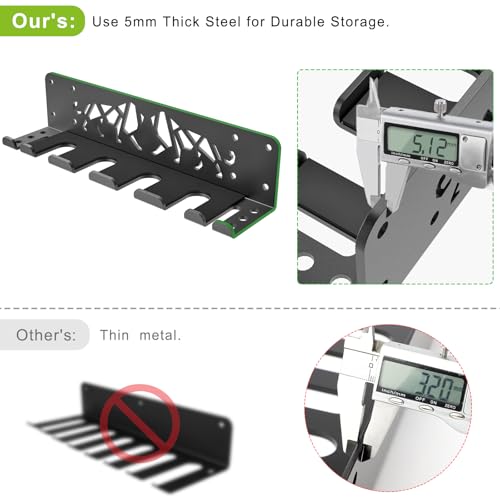 Versatile Wall Mounted Barbell Holder with Hooks Storage Rack for Barbell Bars Holds Under 33mm Bar Size and Fitness Accessories Space-Efficient Gym Organization for Home & Commercial Use - view 3