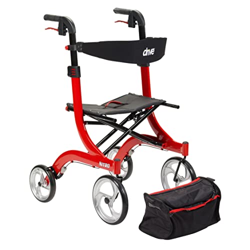 RTL10266 Nitro Euro-Style 4-Wheel Rollator with Seat, Red - view 3