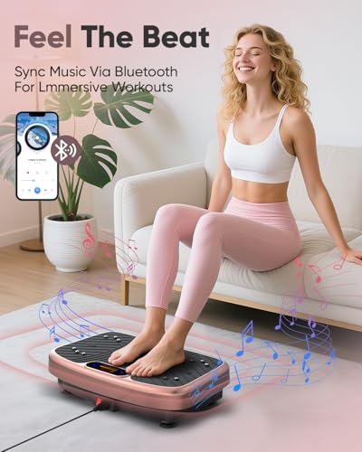 Vibration Plate Exercise Machine Vibration for Lymphatic Drainage Fitness Equipment for Strength Toning Premium Home Workout Equipment with 1-200 Speed Settings for Fitness (Gold) - view 2