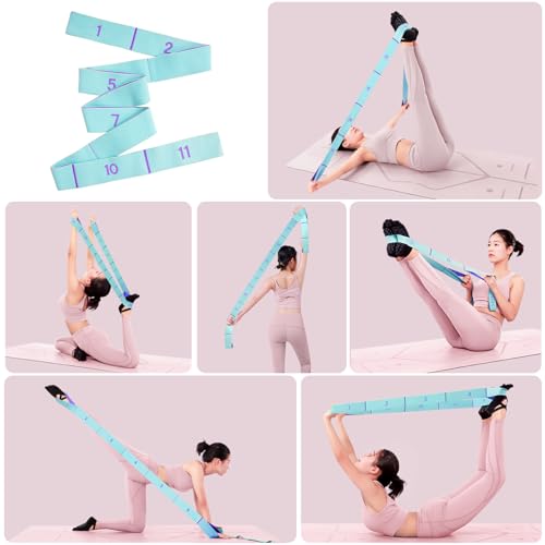 Glute Bands and 11-Loop Stretch Band Set, Fabric Booty Band for Glute Activation, Adjustable Stretching Strap for Yoga, Pilates, Dance, Ballet, Flexibility, Leg Workouts & Home Exercise - view 2