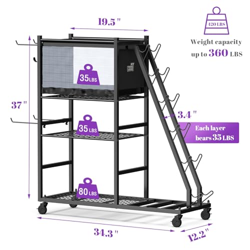 Dumbbell Rack with Yoga Mat Holder and Wheels for Home Gym - view 4