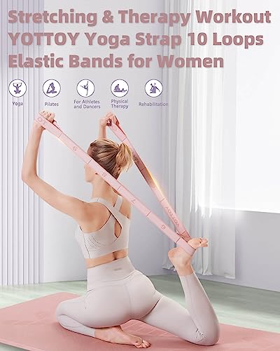 Yoga Strap and Resistance Bands-Exercise Elastic Bands for Working Out Women with 10 Loops-Perfect for Stretching and Physical Therapy - view 2