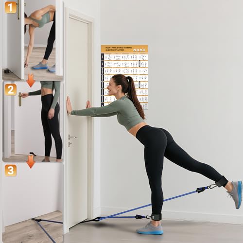 Resistance Bands, 10-150 LBS Exercise Bands with Handles, Ankle Straps & Door Anchor, Adjustable Workout Bands for Full Body Strength Training, Home, Gym & Travel - view 5