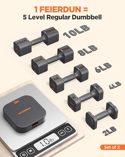 DB3 5-in-1 Adjustable Dumbbell Set, 6LB/10LB Pair Adjustable Weights for Women at Home, Dual Locking Stable Hand Weights with TPU Soft Handle, Home Gym, Rehab, Pilates, Yoga, Strength Training - view 2