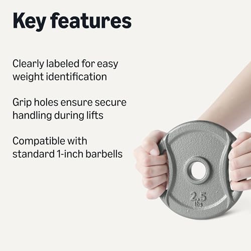 1-Inch Grip Weight Plates, Cast Iron, Strength Training, Home Gym - view 2
