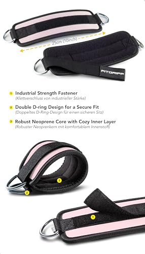 Ankle Straps V1 for Cable Machine (2 Pieces) - Gym Workout Equipment - Leg Pulley Attachment, Kickback Straps - view 3