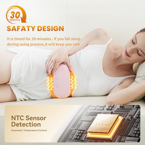 Portable Electric Heating Pad for Period Cramps, Menstrual Heating Pads with 4 Heat Levels and 4 Vibrating Modes for Women Stomach Pain Relief- White - view 6