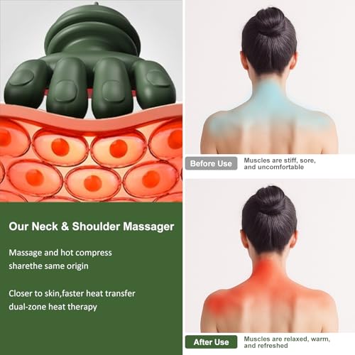 Neck Massager with Heat, Bionic Shiatsu Neck and Shoulder Massager with 4D Kneading Fingers, LCD Display & Adjustable Intensity, Heated Neck Massage Device Simulates Real Palm to Relax Muscle Tension - view 7