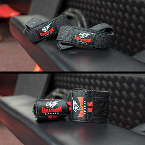 Premium Wrist Weightlifting Straps Pair + Wrist Wraps Pair + Carry Bag, Perfect Weight Lifting Bundle, Heavy Duty Made for Deadlifts, Gym, Powerlifting, Strong Grip Support - For Men and Women - view 4