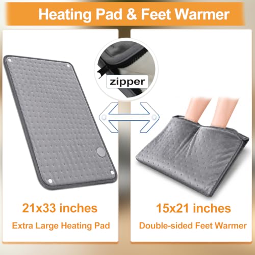 Heating Pad for Back Extra Large & Double Sided Foot Warmer 2 in 1, 21x33 - view 2