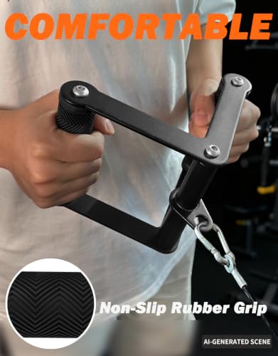 Double D Row Handle Cable Attachments for Gym, Non-Slip V Bar Attachment for Home Gym Equipment, T Bar Row Attachment for Back Training, LAT Pulldown Attachments and Cable Machine Attachment - view 3