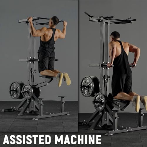 Assisted Pull Up Machine, 600LBS Leverage Assisted Chin and Dip Machine, 4 in 1 Plate Loaded Gym Equipment, Pull Up Machine with 1:1 Counterweight System & Band Peg for Home Gym - view 2