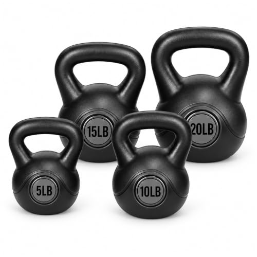 Vinyl Kettlebell Set, 30/45/50/75 Pound Options – Cement-Filled Strength Training Weights with Ergonomic Grip and Color Coding for Full Body Fitness at Home or Gym - view 4
