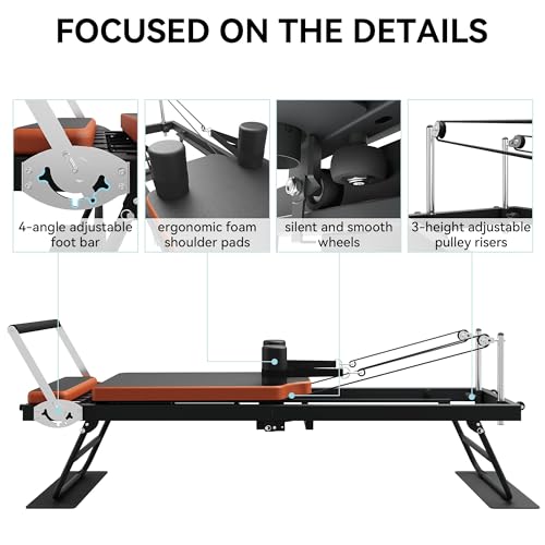 Pilates Reformer, Foldable Pilates Machine & Equipment for Home Use and Gym Workout, Suitable for Advanced and Beginners Users, Up to 250 lbs Weight Capacity - view 5
