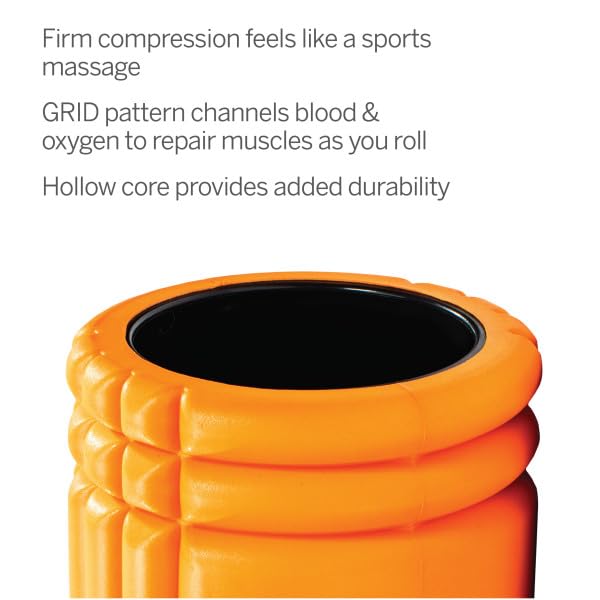 PERFORMANCE THERAPY GRID Patented Multi-Density Foam Massage Roller Exercise Deep Tissue Muscle Recovery - Relieves Muscle Pain & Tightness, Improves Mobility & Circulation (26"), Orange - view 4