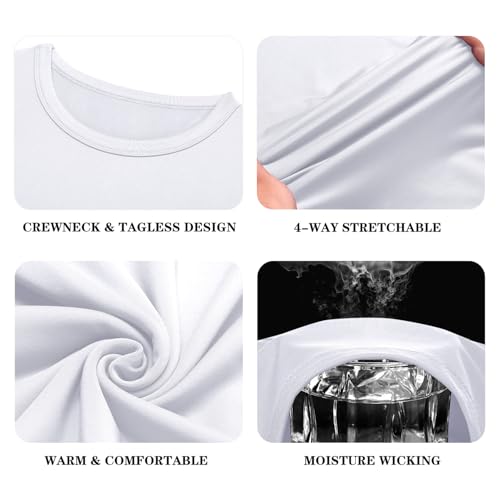 Men's Thermal Long Sleeve Shirts Fleece Lined High Stretch Thermal Underwear Tops Base Layer for Men Cold Weather Gear - view 4