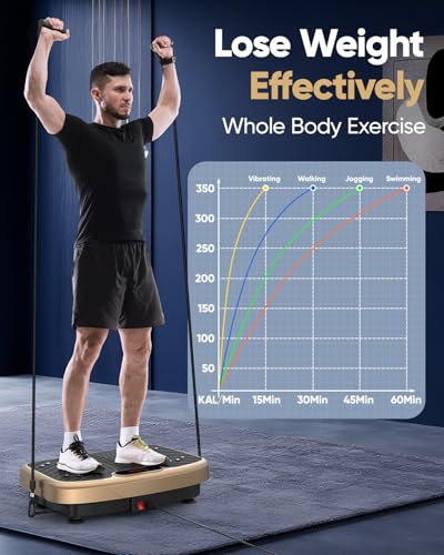 Vibration Plate Exercise Machine Vibration for Lymphatic Drainage Fitness Equipment for Strength Toning Premium Home Workout Equipment with 1-200 Speed Settings for Fitness (Gold) - view 6