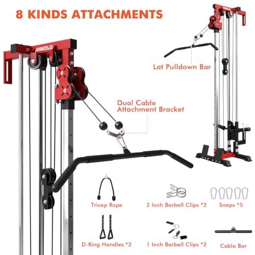 Wall Mount Cable Station, Cable Crossover Machine with Dual Pulley System and 19/27 Adjustable Positions for Home Gym Fitness Equipment - view 7