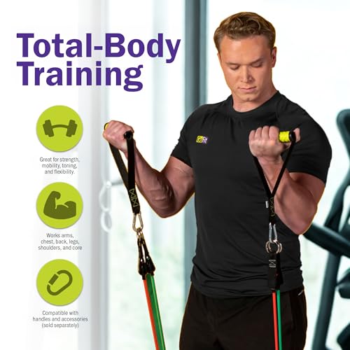 Resistance Training Power Tube, Natural Rubber Exercise Band for Strength Training, Stretching, Yoga, Pilates & Full Body Workouts, Carabiner Loop Design - view 3