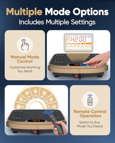 Vibration Plate Exercise Machine Vibration for Lymphatic Drainage Fitness Equipment for Strength Toning Premium Home Workout Equipment with 1-200 Speed Settings for Fitness (Gold) - view 4